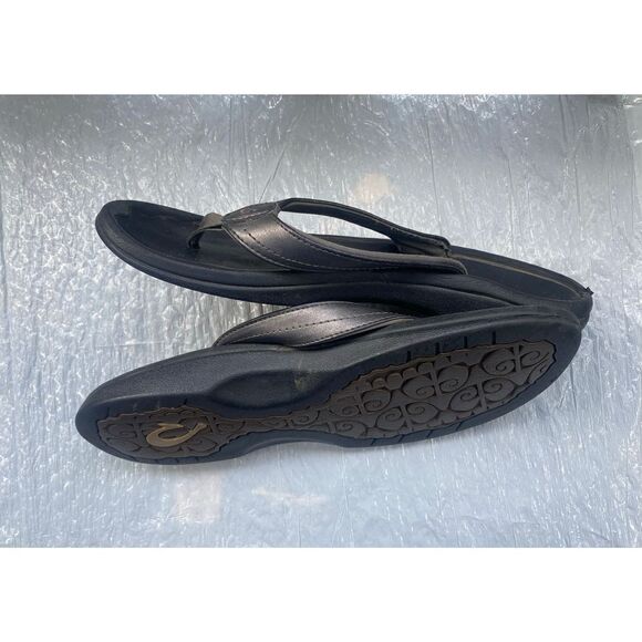 Olukai Women’s Metallic Gray Flip Flop Sz 9 US - Picture 7 of 10